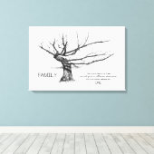 家族：共有1の根、引用文、Gnarly Tree、鉛筆 キャンバスプリント (インサイチュ (ウッドフロア))