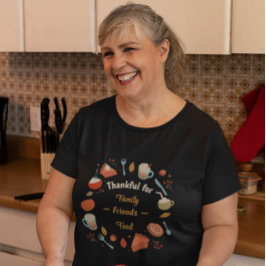 家族+友達+食べ物に感謝の気持ちを込めて ハッピー+サンクスギビング Tシャツ
