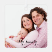 家族，書モダン道，休日の写真 メタルオーナメント (裏面)