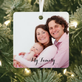 家族，書モダン道，休日の写真 メタルオーナメント