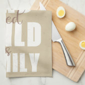 家族(母、パパ、子供)白の砂 キッチンタオル (四つ折り)