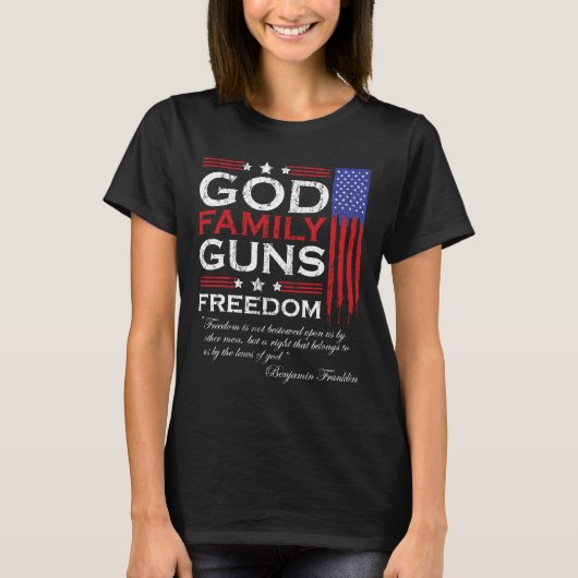家族 神 銃 自由 キリスト教 メガ 2020 トランプ Tシャツ (正面)