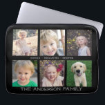 家族| 6つの写真のコラージュ ラップトップスリーブ<br><div class="desc">このラップトップスリーブの設計特微黒い背景の子供そして家族の写真のための6つの写真フレームのコラージュ。 あなたの家族の写真そして名前のこの箱を個人化して下さい。</div>