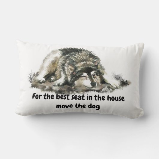 家最高のの座席を移動する犬のハスキー引用文 ランバークッション (裏面)