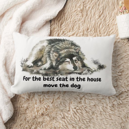 家最高のの座席を移動する犬のハスキー引用文 ランバークッション (ブランケット)