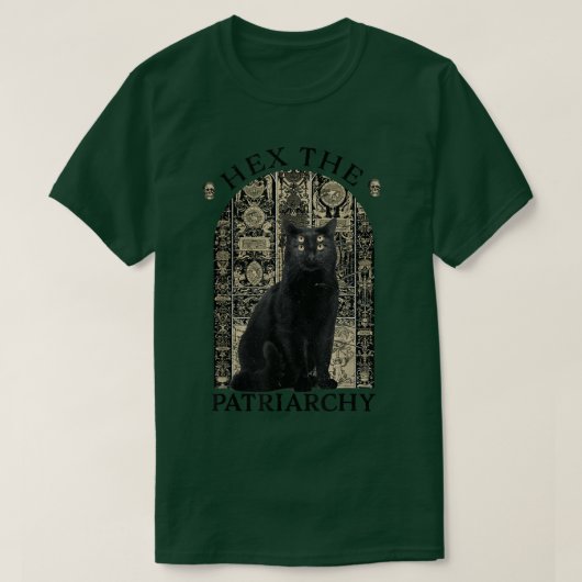 家父長制の黒猫フェミニストの魔女 Tシャツ (デザイン正面)
