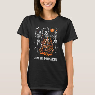 家父長制を燃やせ フェミニスト ダンシング スケルトン ホール Tシャツ
