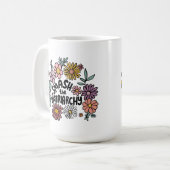 家父長制を破るフローラかわいいデイジーの手を描く コーヒーマグカップ (正面左)