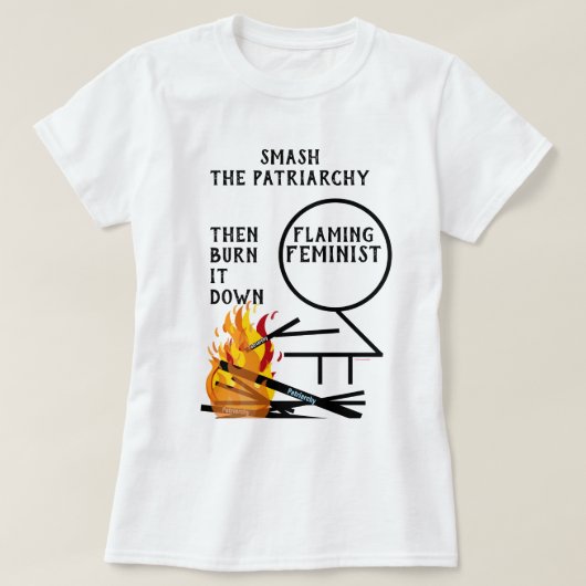 家父長制を破る燃えるフェミニスト9 Tシャツ (デザイン正面)