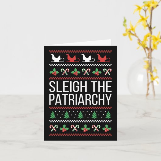 家父長制フェミニストのクリスマス恋人の女性 カード (黄色い花)