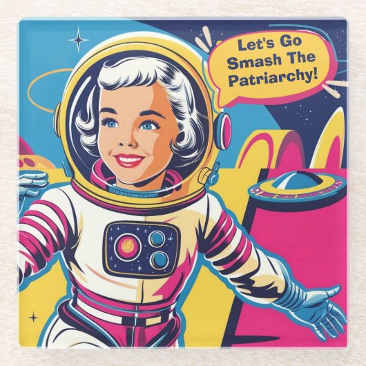 家父長制フェミニストをぶち壊そう ガラスコースター (正面)