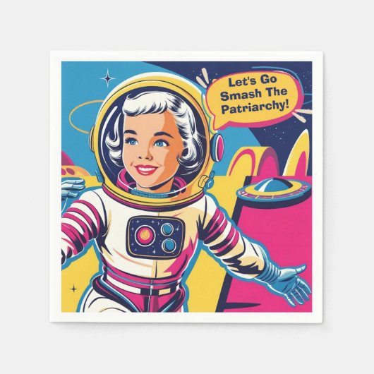 家父長制フェミニストをぶち壊そう スタンダードカクテルナプキン (正面)