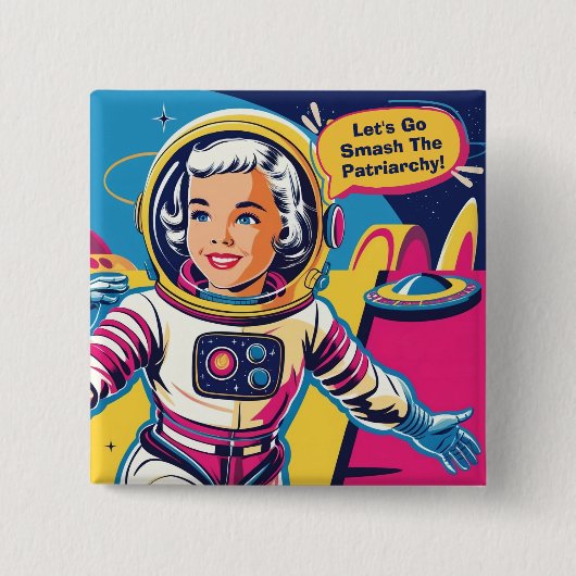 家父長制フェミニストをぶち壊そう 缶バッジ (正面)