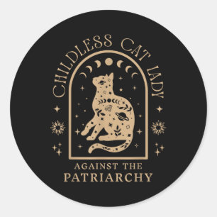 家父長制フェミニスト猫に対する子どものいない猫の女性 ラウンドシール