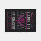 家父長制フェミニスト醜いクリスマスセーター フリースブランケット (正面(横))