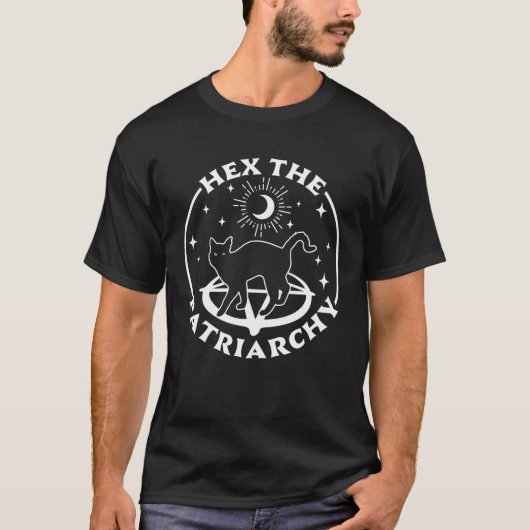 家父長制フェミニスト魔女ハロウィーンキャット行く Tシャツ (正面)