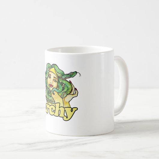 家父長制メドゥーサフェミニストのゴルゴンをペトリフ コーヒーマグカップ (正面右)