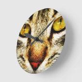 家猫の表情 ラウンド壁時計 (傾斜)