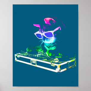 家猫 レインボー Dj 猫 ポスター