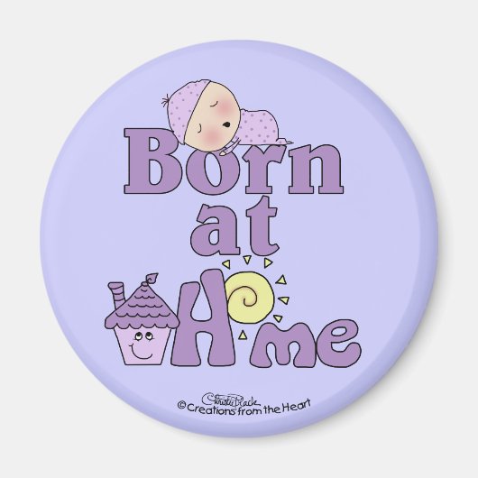 家生まれに眠るベビーガール マグネット (正面)