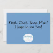 家畜および納屋の誕生会の招待 招待状 (裏面)