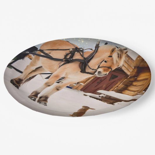家畜が馬やウサギを口説く ペーパープレート (アングル)
