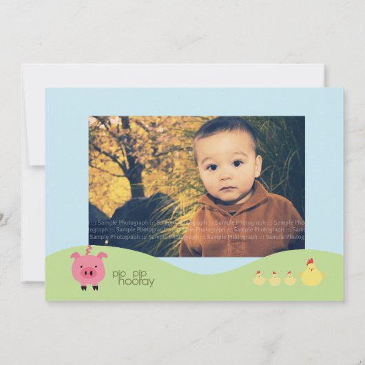 家畜のりんごの木の子供の誕生日のパーティーの招待 招待状 (裏面)