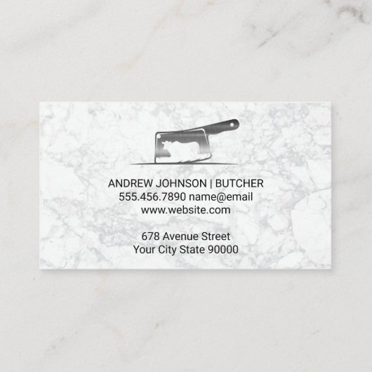 家畜のカットチャート | 木目の背景 名刺 (裏面)