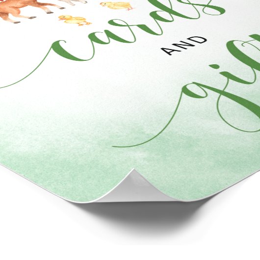 家畜のカードやプレゼントが赤ちゃんシャワーのサインをする ポスター (角)