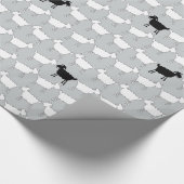 家畜のヒツジの白黒灰色の覆い ラッピングペーパー (角)