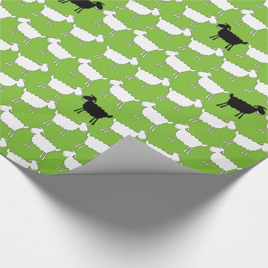 家畜のヒツジの白黒緑の覆い ラッピングペーパー (角)