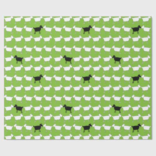 家畜のヒツジの白黒緑の覆い ラッピングペーパー (フラット)