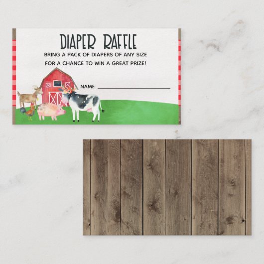 家畜のベビーシャワーのおむつのラッフルカード挿入物 エンクロージャーカード (正面/裏面)