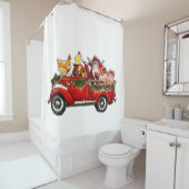 家畜の牛の豚の鶏を飼ったクリスマストラック シャワーカーテン (インサイチュ)