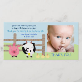 家畜の納屋周囲の庭のベビーは写真カード感謝していしています サンキューカード