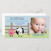 家畜の納屋周囲の庭のベビーは写真カード感謝していしています サンキューカード (正面/裏面)