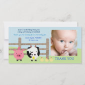 家畜の納屋周囲の庭のベビーは写真カード感謝していしています サンキューカード (正面)