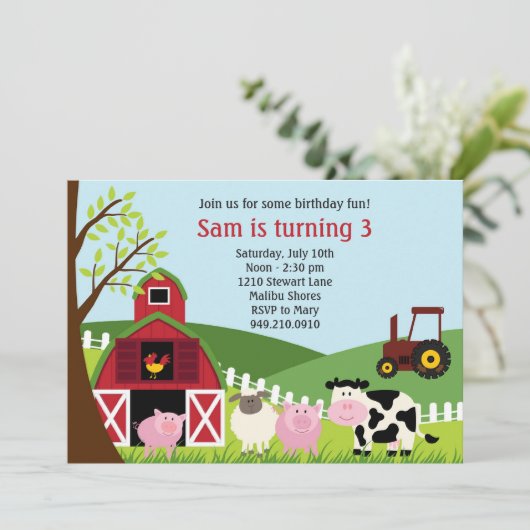 家畜の誕生日のパーティの招待状 招待状 (スタンド正面)
