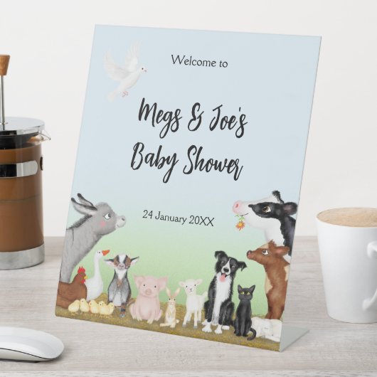 家畜の赤ちゃんシャワー歓迎ペデスタルサイン 台座サイン (インサイチュ)