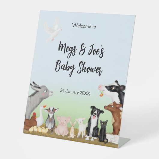 家畜の赤ちゃんシャワー歓迎ペデスタルサイン 台座サイン (正面)