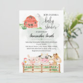 家畜の赤ちゃんシャワー赤ちゃん動物の水色 招待状 (スタンド正面)