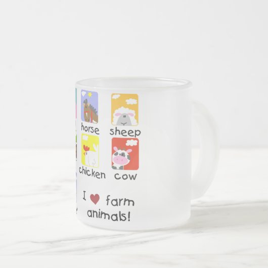 家畜のTシャツおよびギフト フロストグラスマグカップ (正面右)