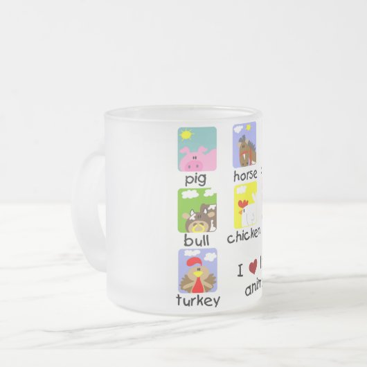 家畜のTシャツおよびギフト フロストグラスマグカップ (正面左)