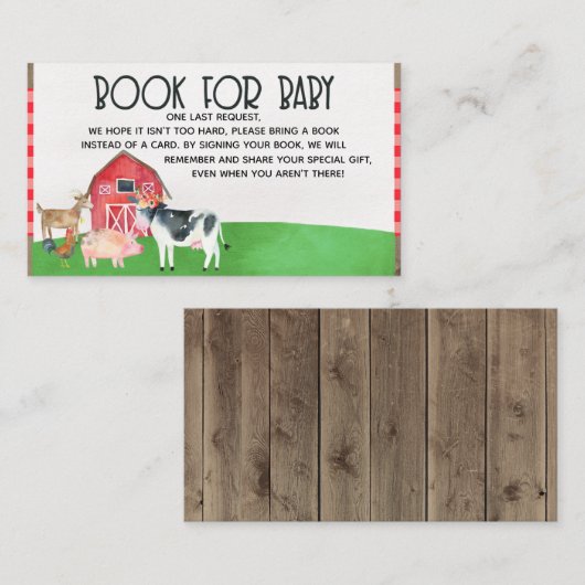 家畜はベビーのベビーシャワーの挿入物のために予約します エンクロージャーカード (正面/裏面)