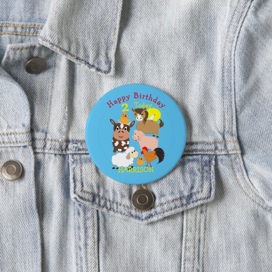 家畜をテーマにした子供の誕生日パーティー 缶バッジ (インサイチュ)