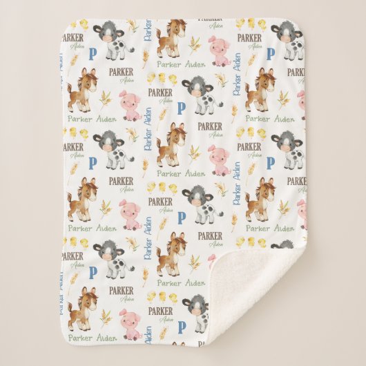 家畜名の繰り返し毛布 | 30x40 Sherpa シェルパブランケット (正面)