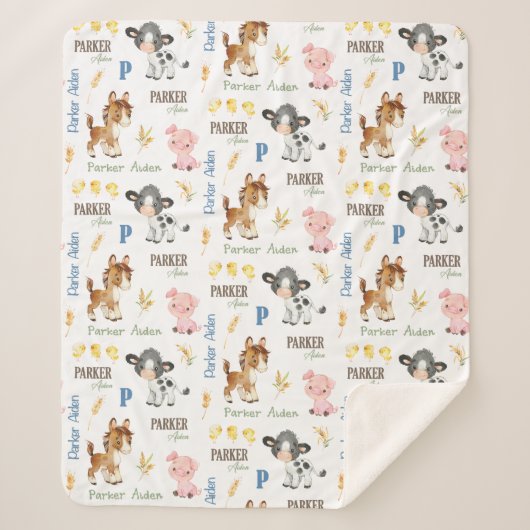 家畜名の繰り返し毛布 | 50x60 Sherpa シェルパブランケット (正面)