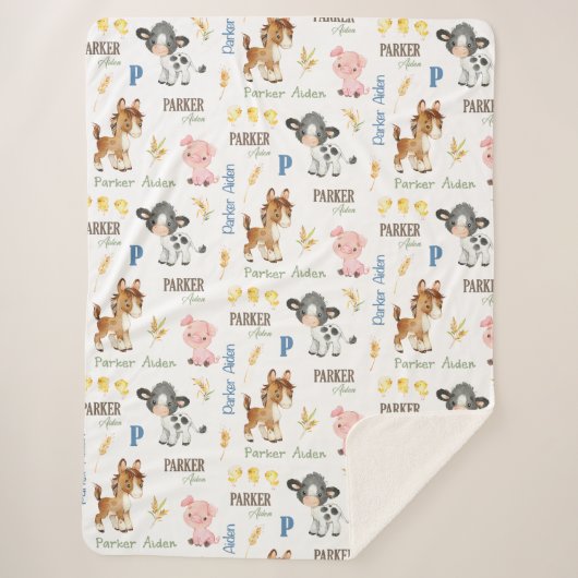 家畜名の繰り返し毛布 | 60x80シェルパ シェルパブランケット (正面)