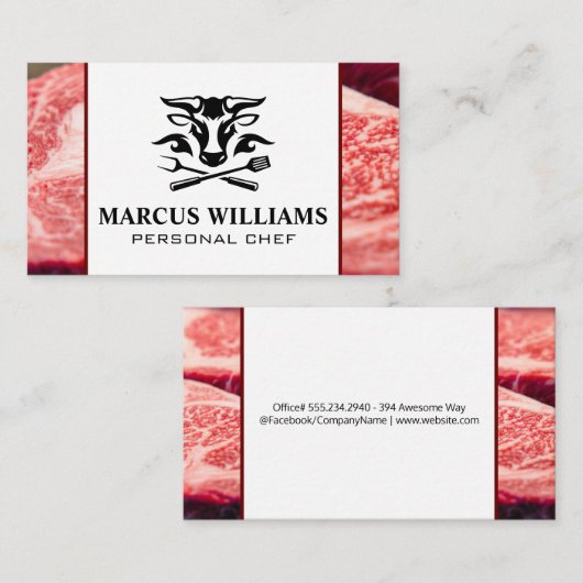 家畜牛のロゴ | ステークス 名刺 (正面/裏面)