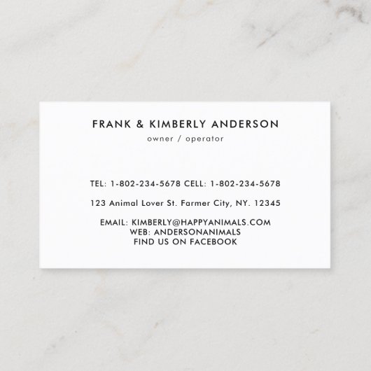 家畜牛ぶた鶏の水色 名刺 (裏面)